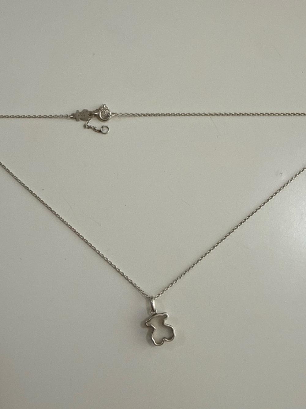 Tous Silver Outline Teddy Pendant Necklace - Silver